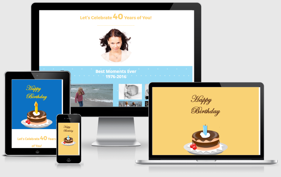 Create a personalized website for a birthday in minutes with this gorgeous one page Divi layout.
